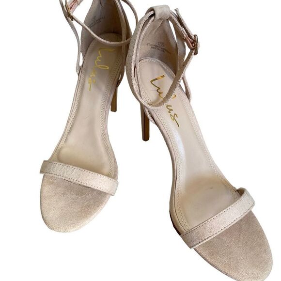 Lulu’s Elsi Light Nude Single Strap Stiletto Heel Sandal Size 7.5 - Picture 2 of 7